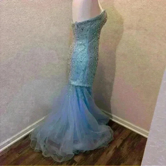 Glamour by Terani Couture Blue Prom Dress - Picture 4 of 6